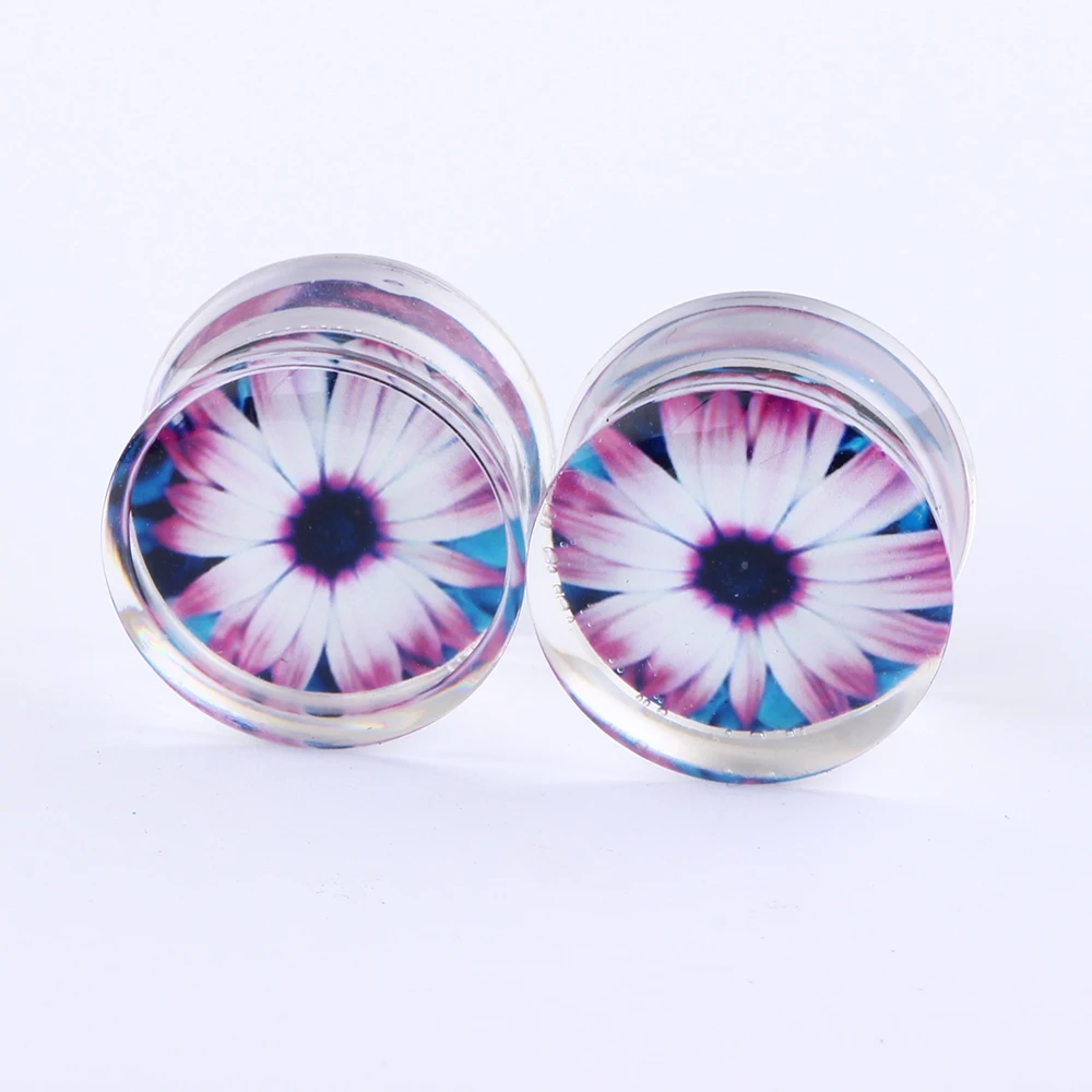 JUNLOWPY Acrylic Flared Ear Gauges Flesh Tunnels UV Plugs Body Stretching Piercing Flexible Tragus Earring Jewelry Mix 6-16mm
