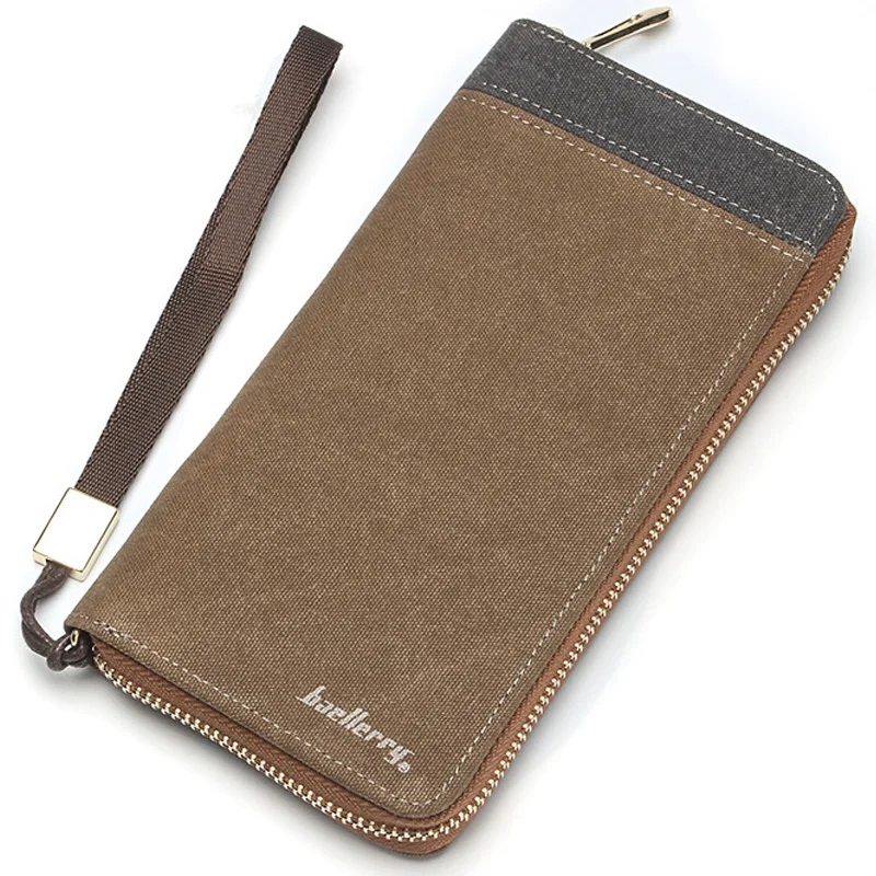 

Retro Stylish Canvas Wallet for Men High-quality Zipper Long Wallet Large Capacity Card Cases Coin Pocket WBL68