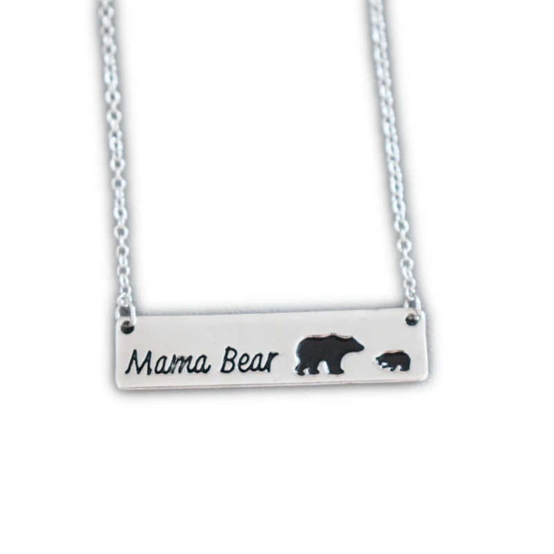 Цвета: золотистый, серебристый с гравировкой надпись "Мама" медведь с 7 ребенка медвежат ожерелье с подвеской «СемьЯ» символа защиты мать Для женщин, ювелирное изделие, подарок