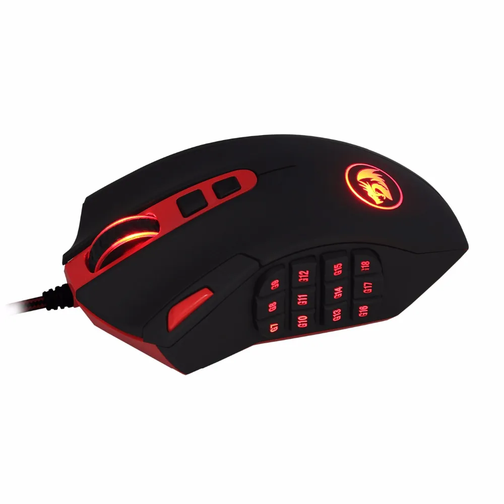 Redragon M901 игровой Мышь Высокая точность 24000 Точек на дюйм 18 программируемых кнопки большой лазерной Gamer мышей с веса светодио дный подсветкой для ПК