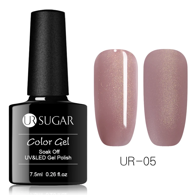 UR SUGAR 7.5ml Shimmer Glitter Gel Nail Polish Brown Pink Color Nail Art Gel Lacquer Soak Off UV Gel Varnish Matte Effect Gel - Цвет: 5