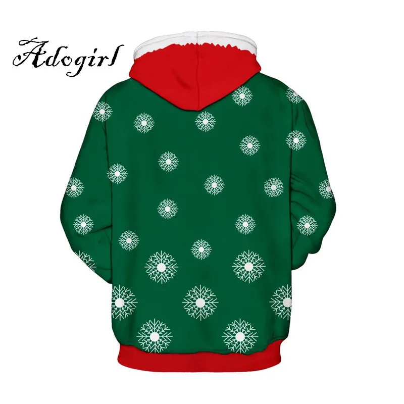 Adogirl 2017 Christmas Women Men Santa Claus Snowflake 3d Print Hooded Sweatshirt-5