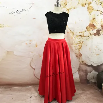 

Vestidos de Renda 2 Piece Prom Dresses Long Elegant Red Black Lace Evening Dress Gowns Open Back Special Occasion Robe de Soiree