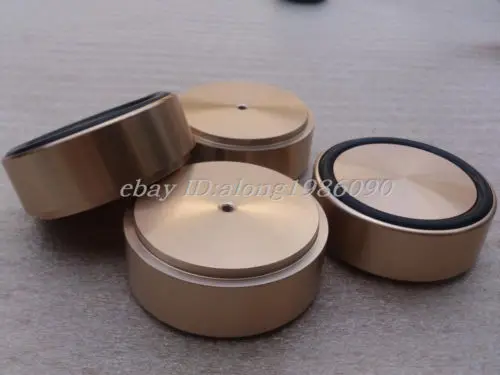 

Hifi store NEW 4x (gold) G58 Aluminum feet for amp /speaker (with Rubber ring) D:58mm H:22mm