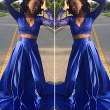 Gorgeous A-line Appliques Spitze Abschlussball-kleider Hot Sexy Zwei Stücke Abschlussball Formale Kleid Abend Tragen Vestido De Festa