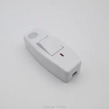 

1PCS Rocker Switch AC 110V 220V 6A Lnline ON/OFF Table Lamp Desk Light Cord Control Switch Indicator Cord Switch Inline LED