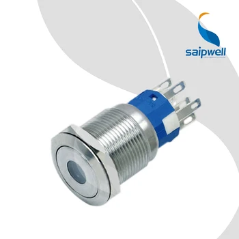 

19mm Resetable Type Flat Head Mini Push Button Switch / Nickel Plated Brass-Enclosed Switchgear with LED (SP19-C3)