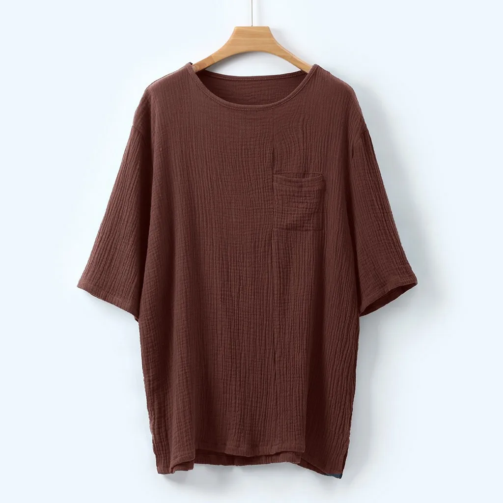Модная брендовая мужская рубашка camiseta летняя мешковатая хлопковая льняная