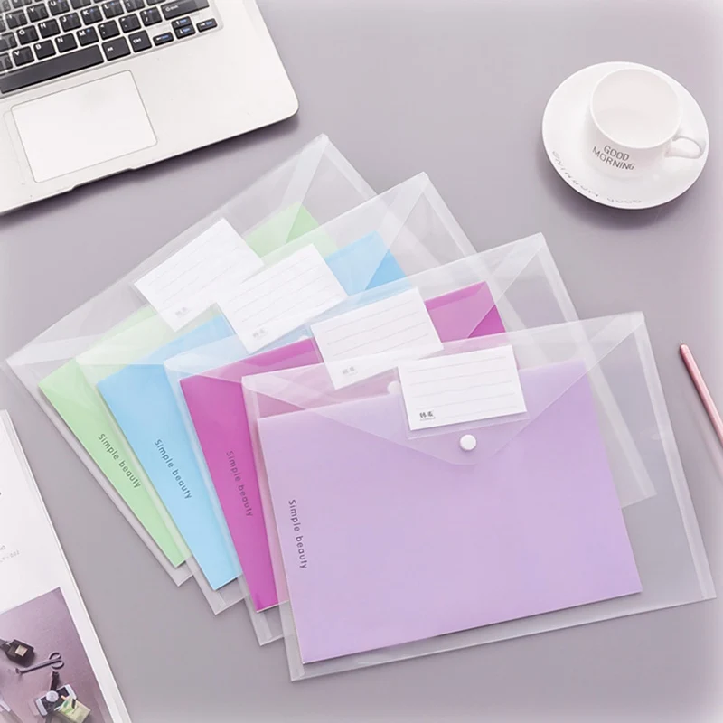 1 шт. A4 офисная сумка для файлов прозрачная пластиковая Толстая Кнопка застежка папка для документов офисные школьные принадлежности