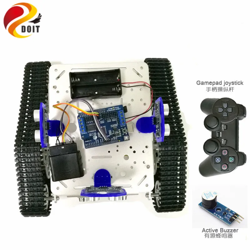 DOIT wireless handle/joystick control kit with Uno R3 for smart robot tank car chassis Tracking Obstacle Avoidance toy