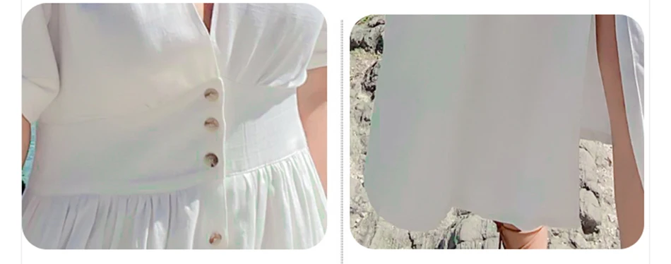 Винтажное летнее хлопковое платье с глубоким v-образным вырезом льняное с короткими рукавами белое летнее пляжное платье с пуговицами макси платья для женщин сарафан женский летний платья туника пляжная