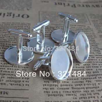 

silver plated 200X 14mm cabochon setting cufflinks bezel blank base tray findings