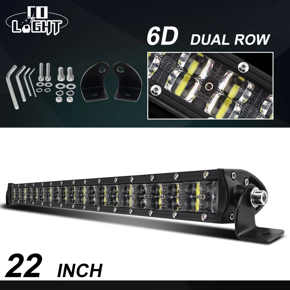 CO LIGHT Супер тонкий 6D светодиодный рабочий светильник для внедорожника 22 дюйма 120