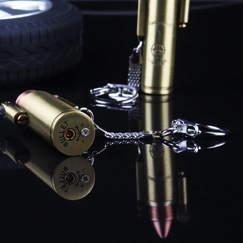 

Retro Mini Bullet Lighters Flame Kerosene Oil Lighter Keychain pendant Cigarette Fire Metal gasoline Cigar Lighters Men Gadget