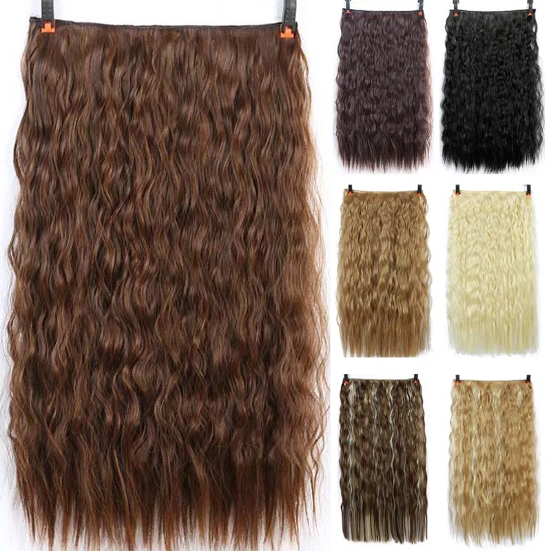 

DIFEI 24 inch Long Synthetic Hair Clip In Hair Extension Heat Resistant Hairpiece Natural Corn perm Hair Piece