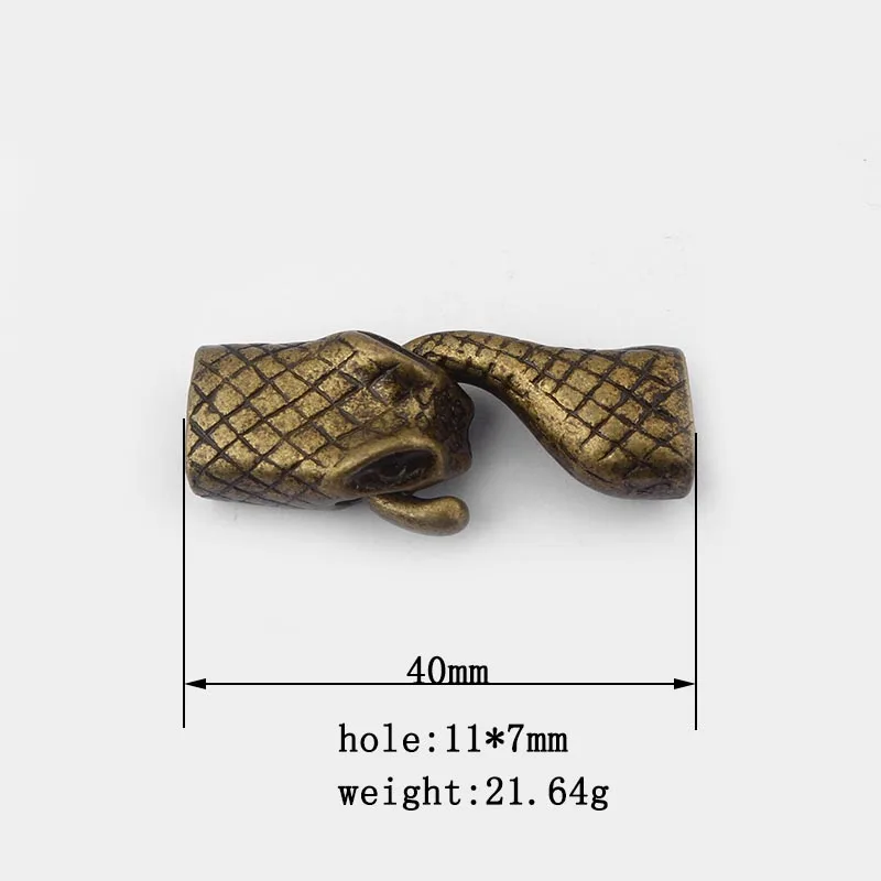 2sets Fashion Hook Clasp Wolf Snake Crocodile Head And Tail Hook Clasp For 12*6mm 6/8mm Leather Cord Bracelet Necklace Making