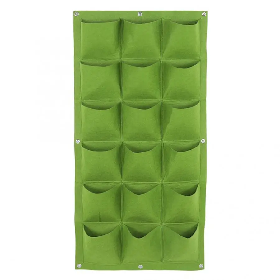 Green 18 карманов 99*49 см войлочный Разлагаемый вертикальный подвесной, настенный, садовый Цветочная сумка Контейнер для растений - Цвет: Green