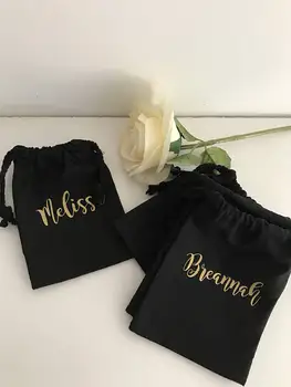 

personalized name Bridesmaid wedding Party Survival Hangover Kit jewelry muslin gift Bags Bachelorette hen bridal shower favors