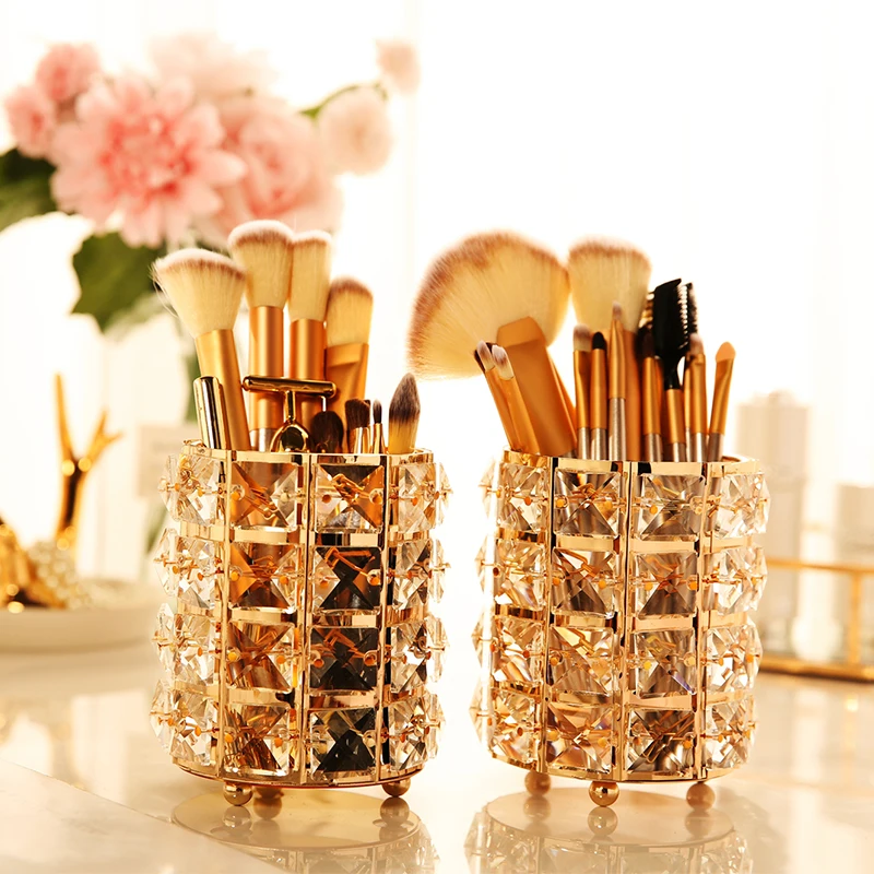 

ANFEI Europe Metal Makeup Brush Storage Tube Eyebrow Pencil Jewelry Organizer Bead Crystal Jewelry Storage Box Jewelry Box