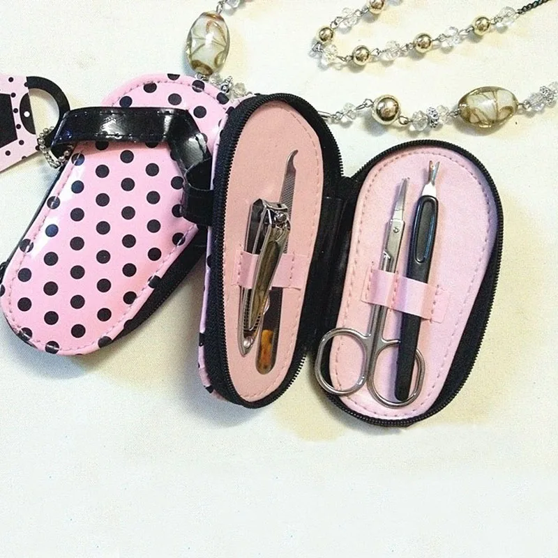 100pcs Pink Polka Slippers Manicure Nail Clippers Set Bridal Wedding