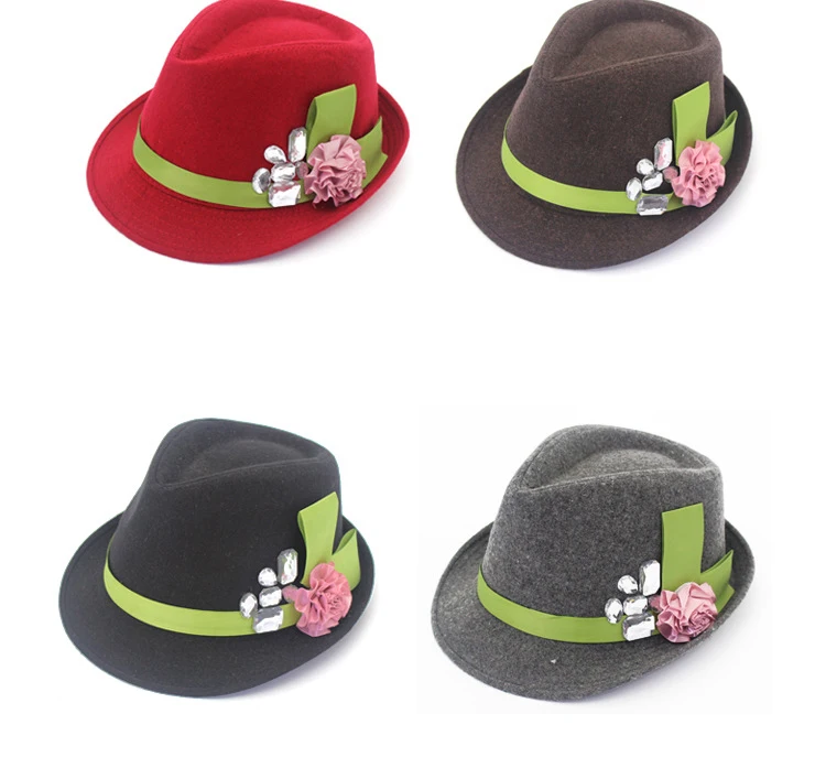 Фланелевая Цветочная шляпа женская модная джазовая шляпа Трилби для женщин вечерние шляпы