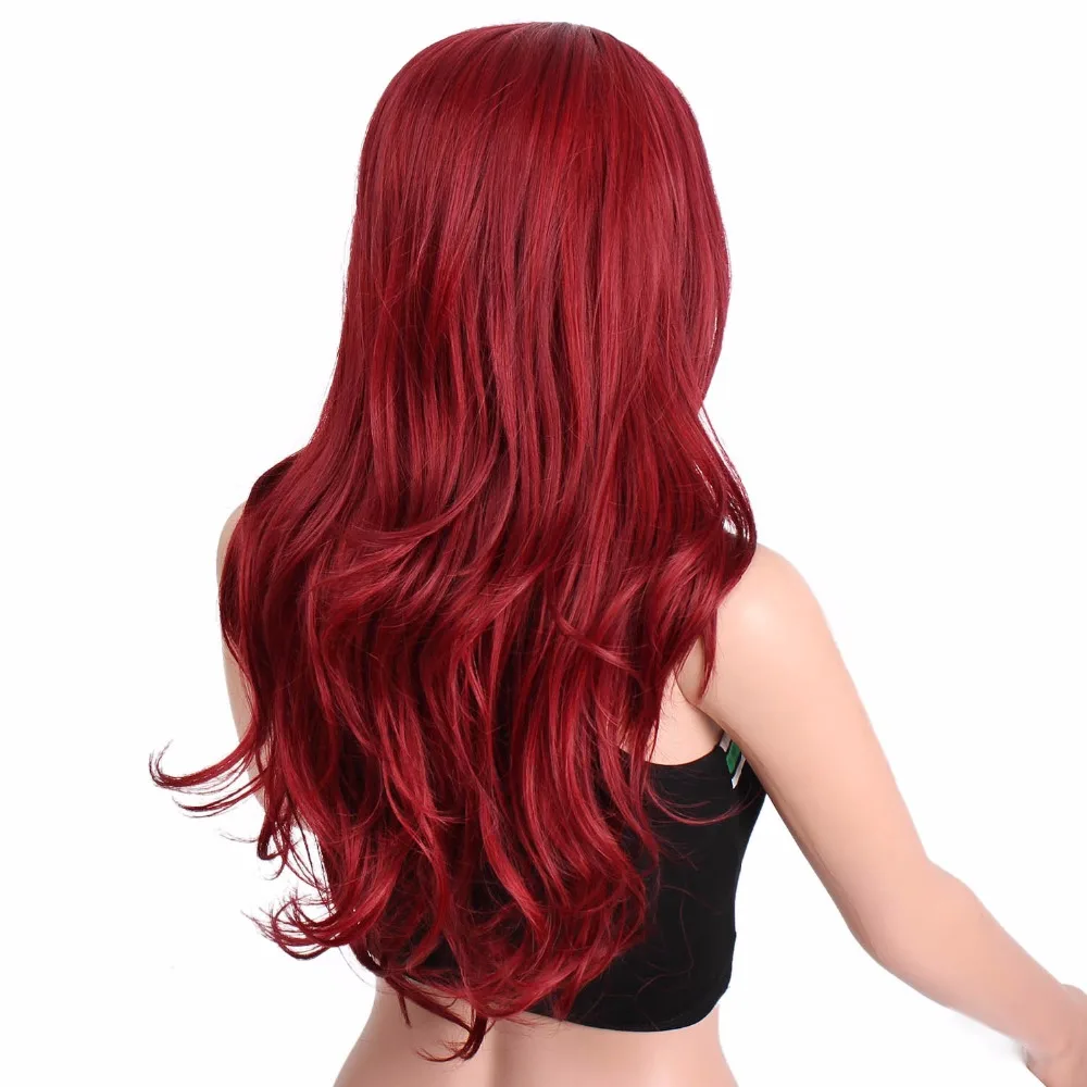 AISI belleza larga onda Natural Rojo Negro sin pegamento pelo sintético ondulado Cosplay y pelucas de fiesta para mujer AISI belleza larga onda Natural Rojo Negro sin pegamento pelo sintético ondulado Cosplay y pelucas de fiesta para mujer