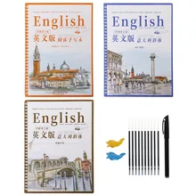 3 многоразовые Groove каллиграфия копировальная книга английский курсический почерк паз обучение Сменные стержни для ручек удерживающие Инструменты Набор