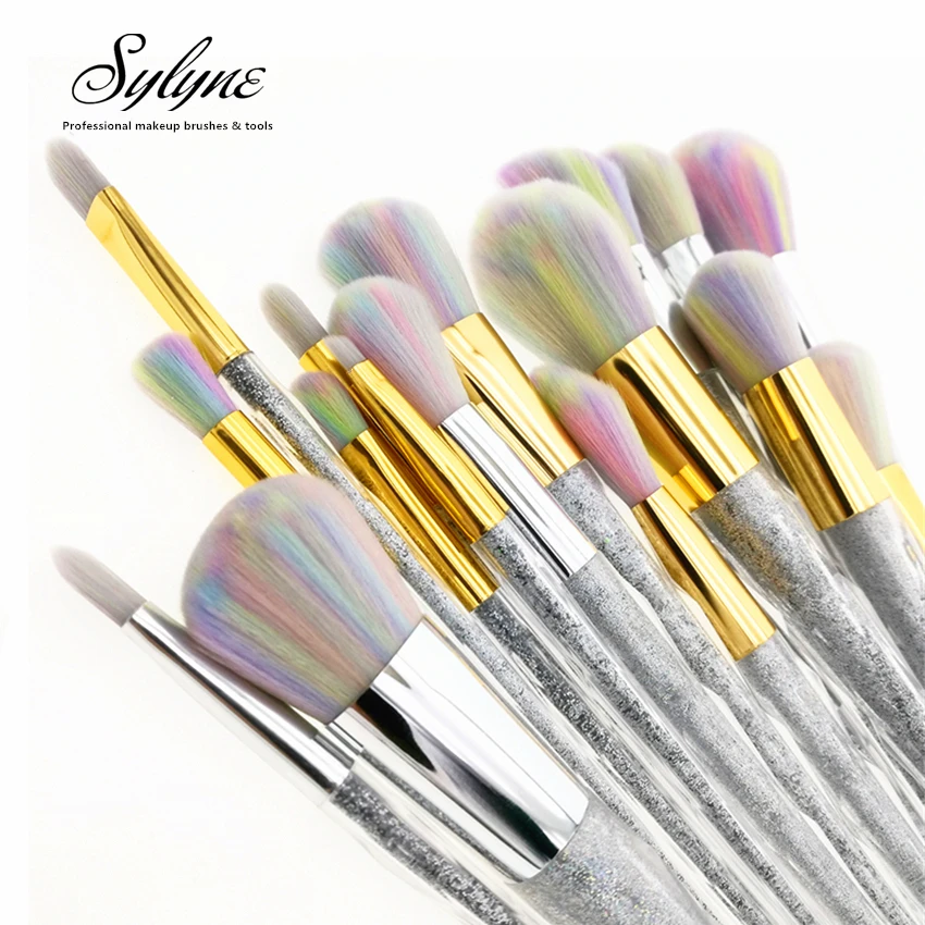 

Sylyne makeup brush set 5pcs/7pcs unicorn rainbow face & eye professional make up brush kit tools.