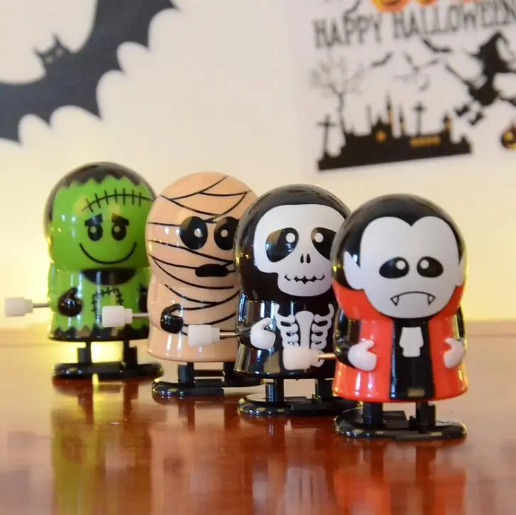 4pcs/set Cute Halloween Wind Up Bounce Classic Toy Clockwork Toy