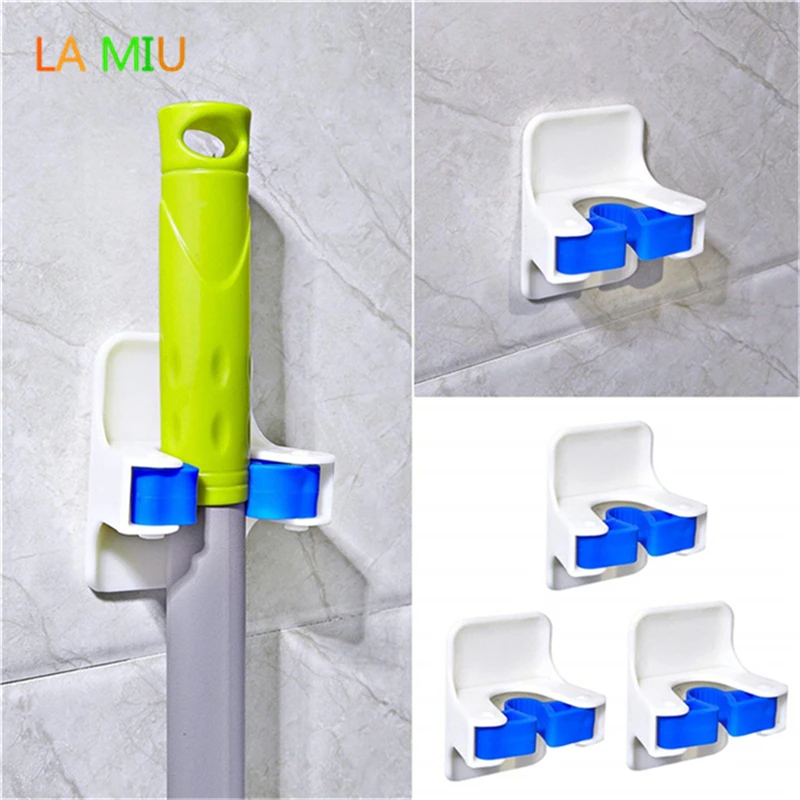 

LA MIU Kitchen Sticky Wall Mop Broom Holder Clip Muti-Functional Toilet Storage Organizer Bathroom Hook Cleaning Fixed Tools Hot