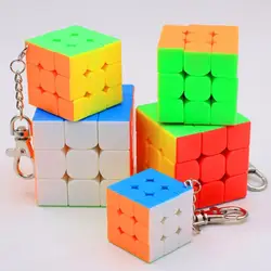 5 шт./компл. MoYu Mofangjiaoshi Скорость Magic Cube 3x3x3 мини-кубики с кольцом для ключей флуоресценции шесть изделие с подарочной коробке Рождественский