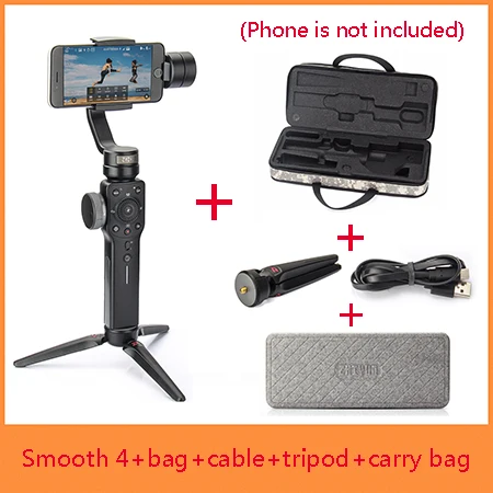 Zhiyun Zhi yun Smooth 4 3-Axis Focus Pull& Zoom возможность ручного стабилизатора для iPhone X 8 7 Plus samsung S8+ S8 - Цвет: with carry bag