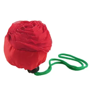 

Green Leaves Rose Foldable Red ShopPing Bag Handbag