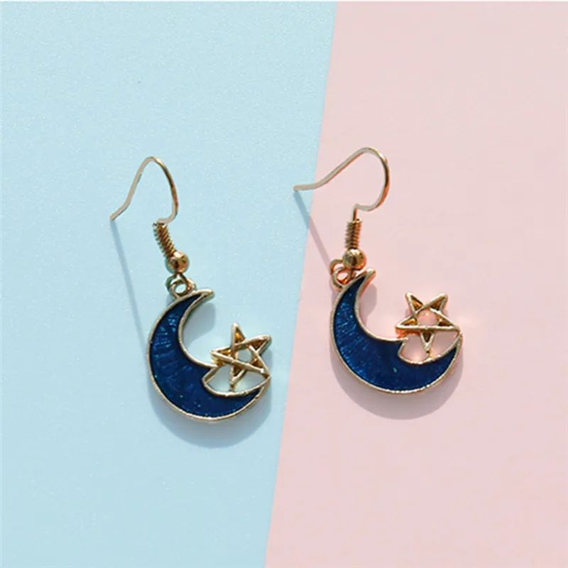Лидер продаж 2020 дизайнерские серьги в виде синей Луны женское сердце мечты