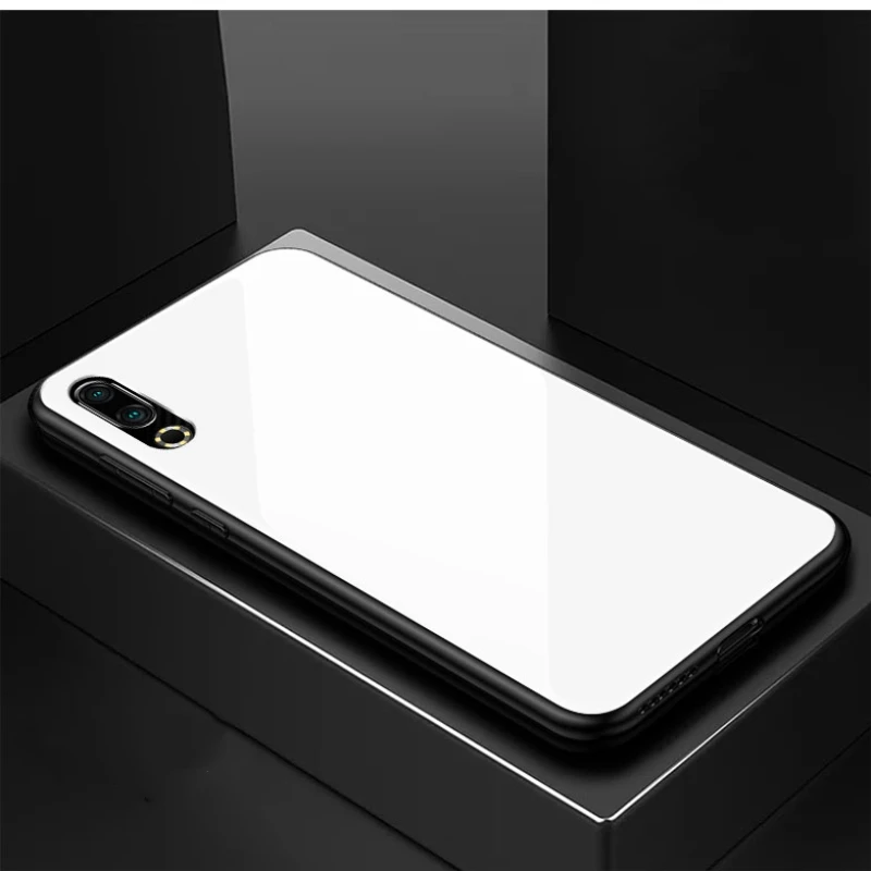 Чехол из закаленного стекла для Meizu 16 s, задняя крышка для телефона, силиконовая рамка, жесткий глянцевый стеклянный чехол для Meizu 16 S, противоударный чехол - Цвет: White