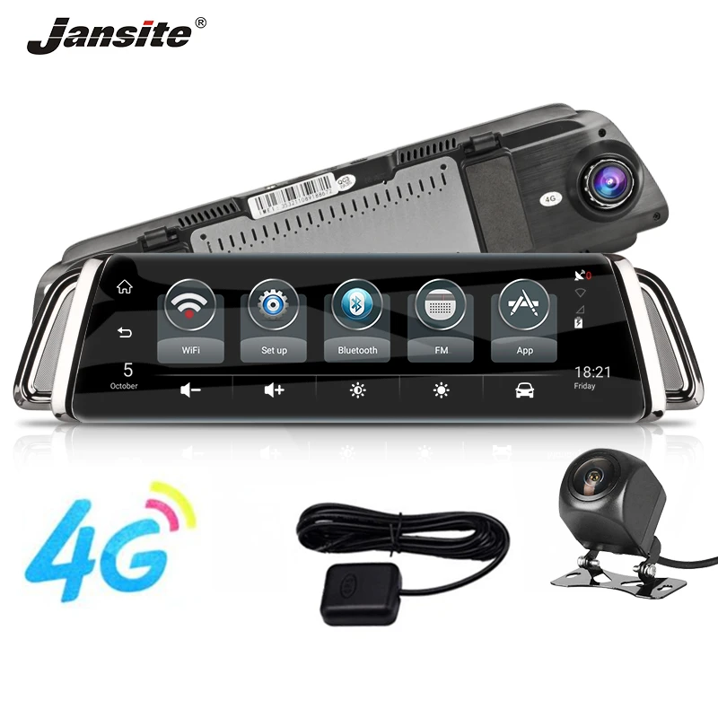 Jansite 10 дюймов Автомобильный видеорегистратор Android ADAS LDWS Bluetooth Вызов обратного