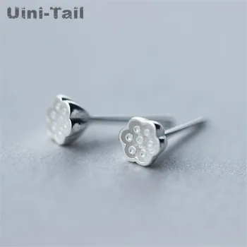 

Uini-Tail hot new 925 sterling silver simple and elegant temperament Chinese style mini lotus stereo earrings fashion trend