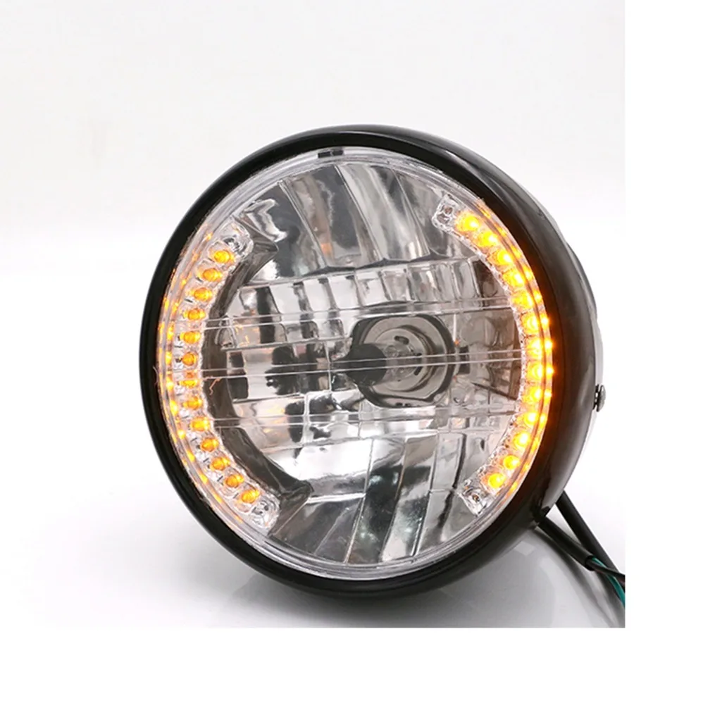 

7 Inch H4 Round Motorcycle Headlight Turn Signal Light Flasher 35W 12V Amber LED Head Lamp for Motorbike Moto Accessories