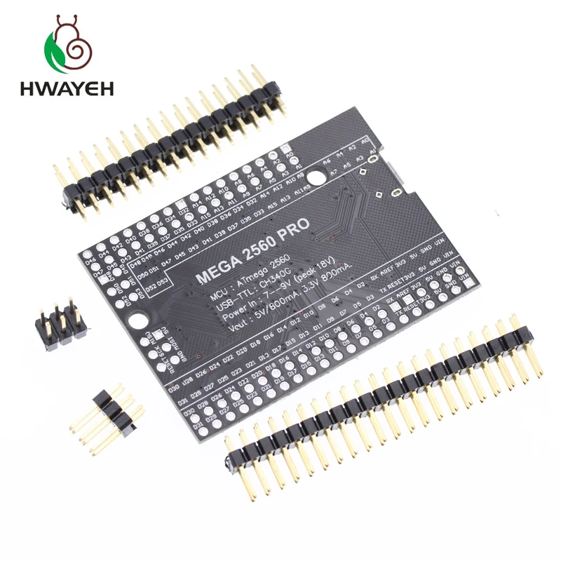 HWAYEH Mega 2560 PRO MINI 5V(встраивание) CH340G ATmega2560-16AU с наконечниками, совместимыми с arduino Mega 2560