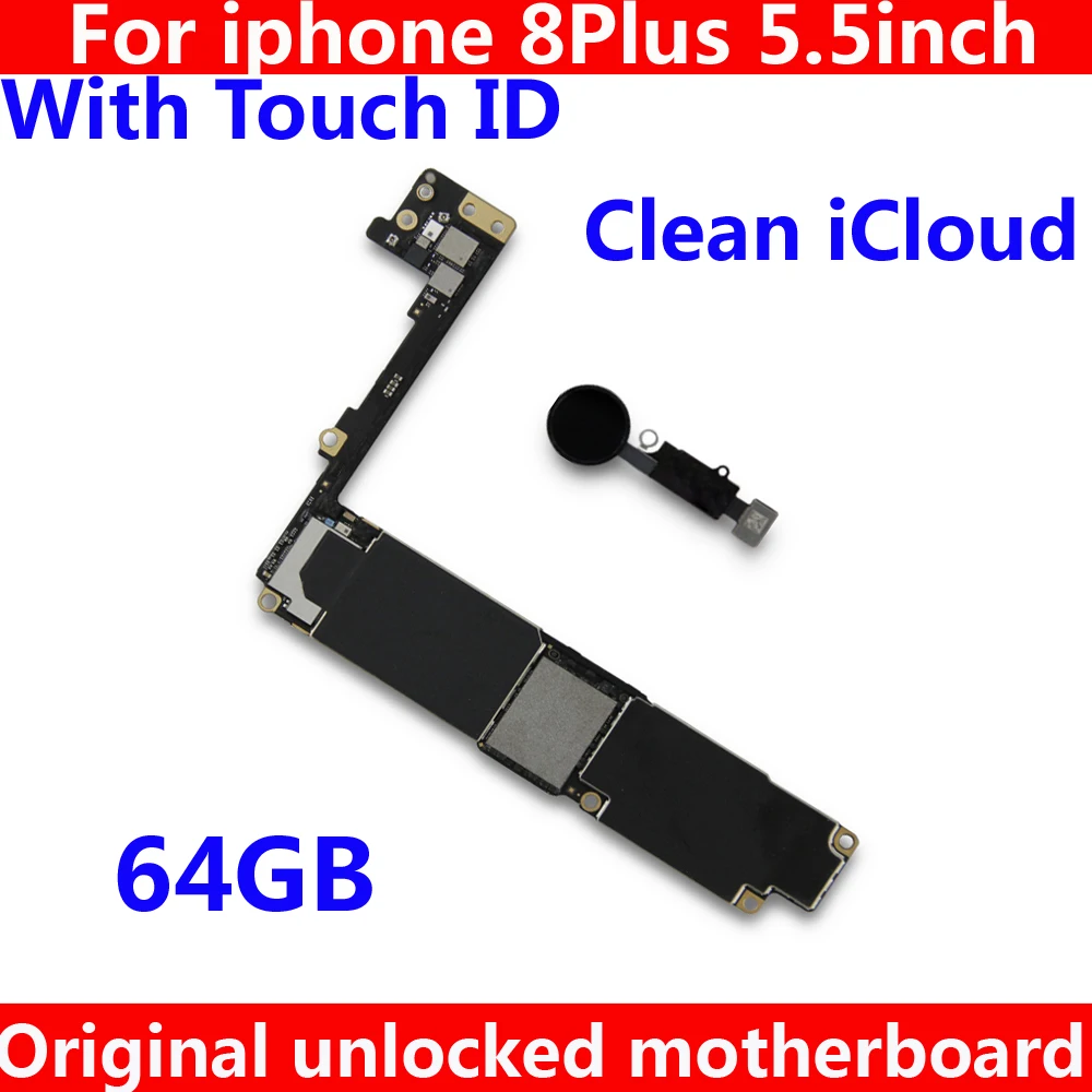 

For iphone 8Plus Original IOS system Logic board With / NO Touch ID 64GB Full unlocked mainboard for iphone 8 Plus motherboard