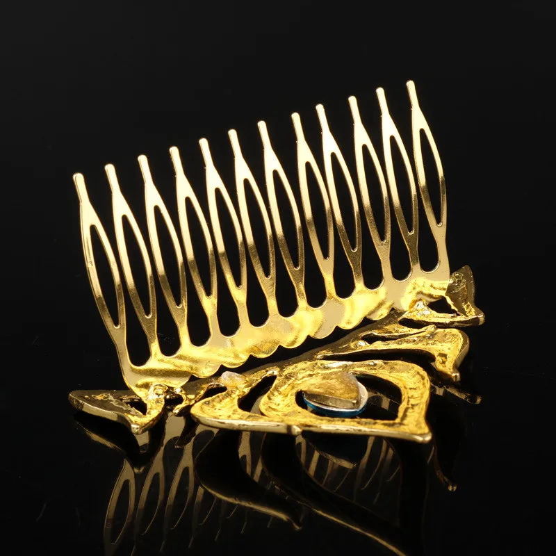 Cosplay Movie Elsa Gold Color Blue Crystal Crown Tiaras Hair Combs Christmas Gifts Top Grade Fashion Women Hair Cosplay Props