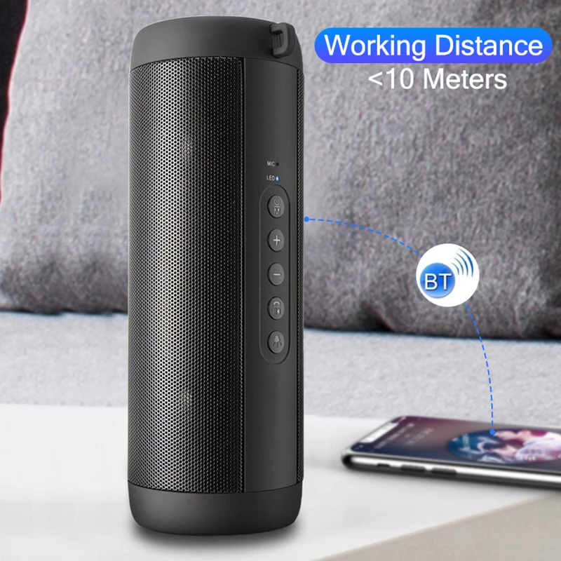 Bluetooth колонка с басами водонепроницаемая Беспроводная уличный светодиодный