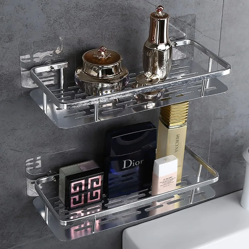 

1/2 Tiers Aluminium Bathroom Shower Bath Holder For Shampoos Shower Gel Kitchen Home Balcony Shelf Hanging Storage Rack