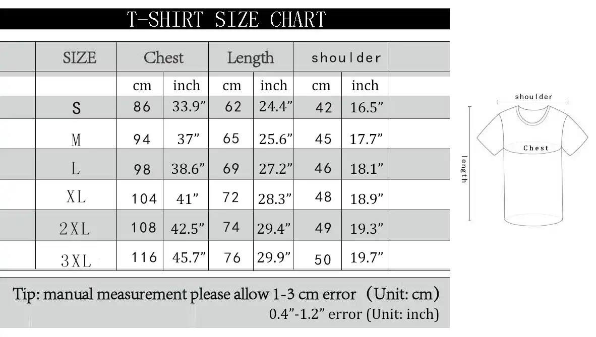 Turtle Shirts Size Chart