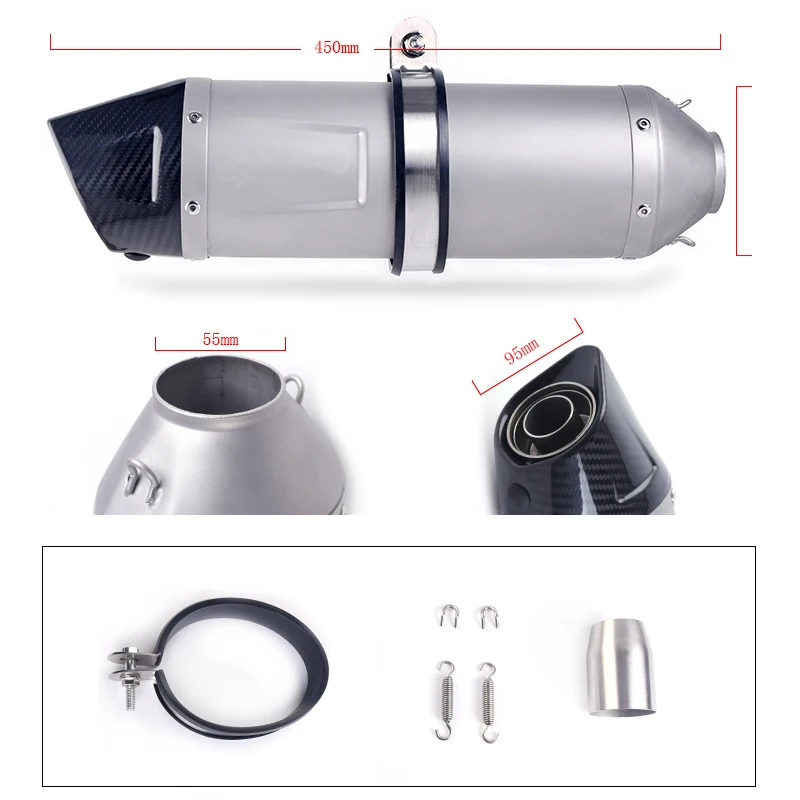 E-Mark Universal de Escape de la motocicleta de Escape silenciador Ninja650 Z650 Z800 CBR500 RC390 F650GS F800GS GSR400 Z900 Ninja400 G310R FZ8