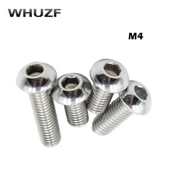 

50Pcs 304 Stainless Steel Screws Hex Socket Round Head M4 Screw Bolt Furniture Fastener M4*4mm/5mm/10mm/12mm/14mm/16mm/20mm/30mm