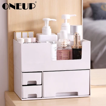 

ONEUP Double-layer Plastic Cosmetic Storage Box Desktop Storage Box Drawer Jewelry Makeup Lipstick Organizer Bathroom Organizer