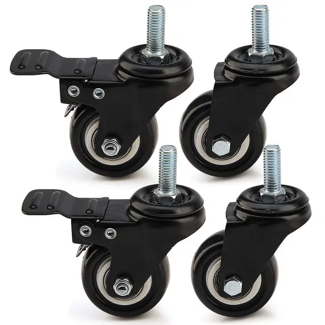 4 Pcs Heavy Duty 50mm Pu Swivel Castor Wheels Trolley Furniture 4 Pcs Heavy Duty 50mm Pu Swivel Castor Wheels Trolley Furniture Caster 2pcs With Brake And Black Pvc In Casters From Home
