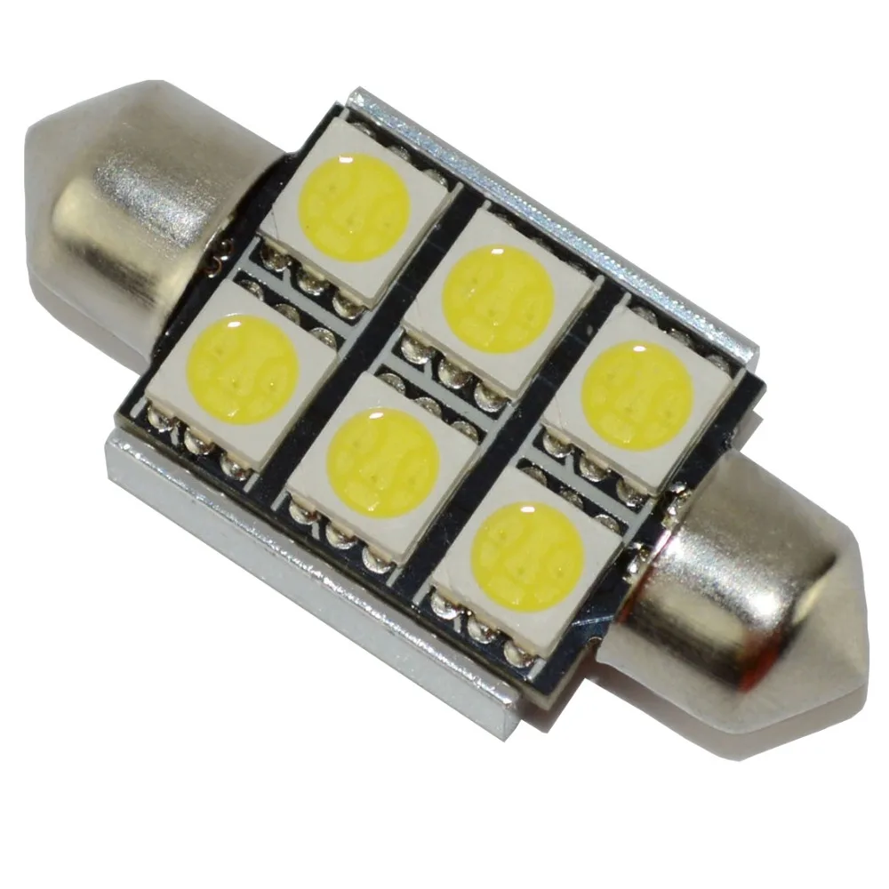 10 шт./лот белый гирлянда Canbus 12 В 36 мм/39 мм/42 мм 6SMD 5050 светодио дный авто свет лампы