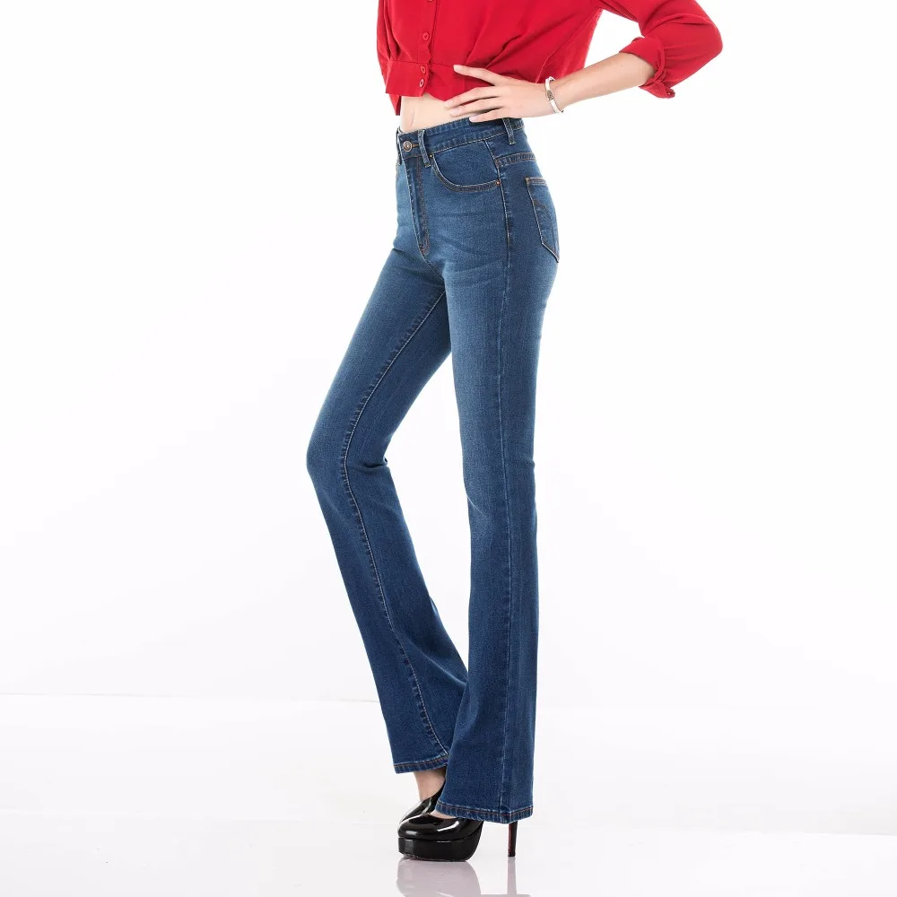 Женские расклешенные джинсы, женские осенние эластичные брюки размера плюс с высокой талией, повседневные брюки-клеш в деловом стиле